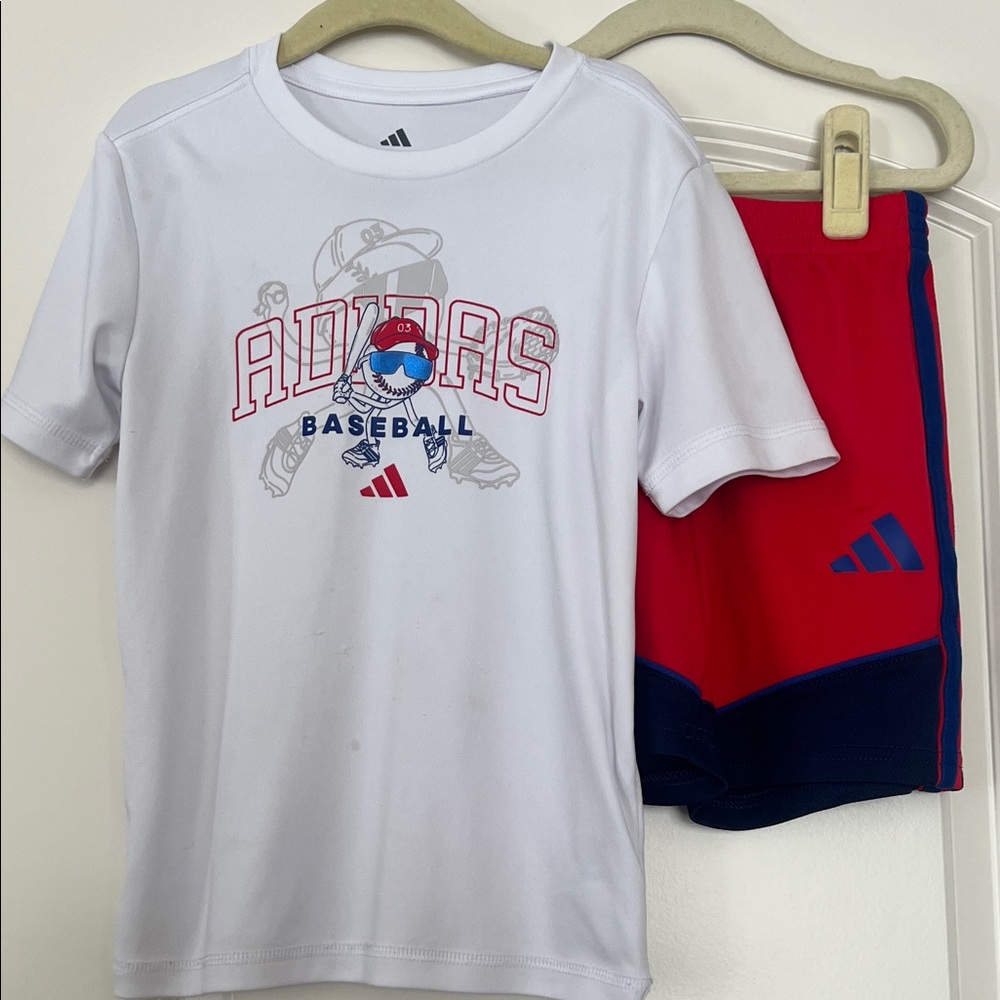 Adidas | (5) Kids White and Red Baseball set